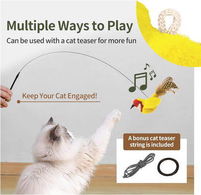 Natural catnip filled plush birds for indoor cats