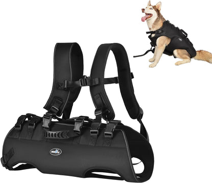 Wakytu dog lift harness full body front view showing adjustable padded straps for disabled pets.