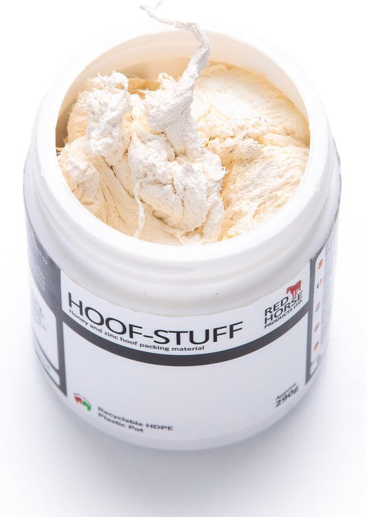 Red Horse Products Hoof-Stuff natural antimicrobial packing showing product label details.