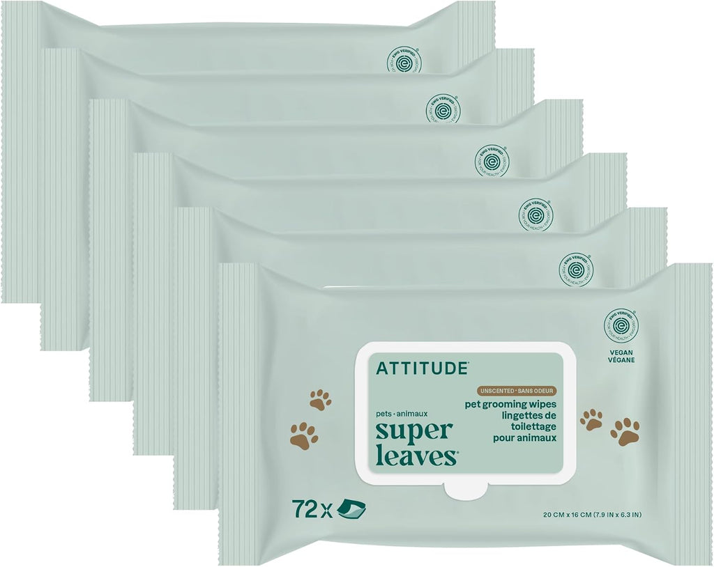 ATTITUDE Pet Wipes for Dogs & Cats, 99% Water, EWG Verified, Gentle & Unscented Cleaning Wipes for Paws, Ears, Face & Body, Deodorizing, Safe for Puppies & Kittens, 72 count - Image 9