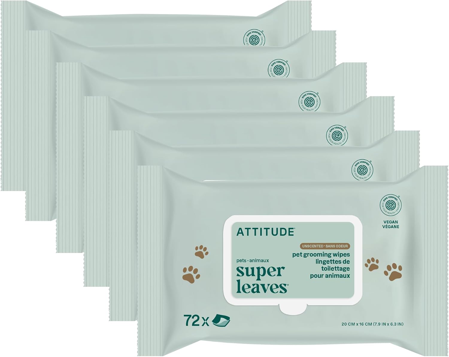 ATTITUDE Pet Wipes for Dogs & Cats, 99% Water, EWG Verified, Gentle & Unscented Cleaning Wipes for Paws, Ears, Face & Body, Deodorizing, Safe for Puppies & Kittens, 72 count - Image 9