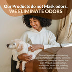 Professional pet smell remover for dog urine and feces back label ingredients.