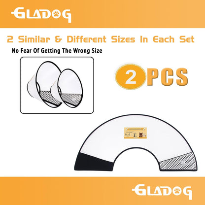 Gladog flexible Elizabethan collar showing soft fabric edges for pet comfort.