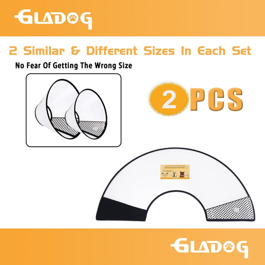 Gladog flexible Elizabethan collar showing soft fabric edges for pet comfort.