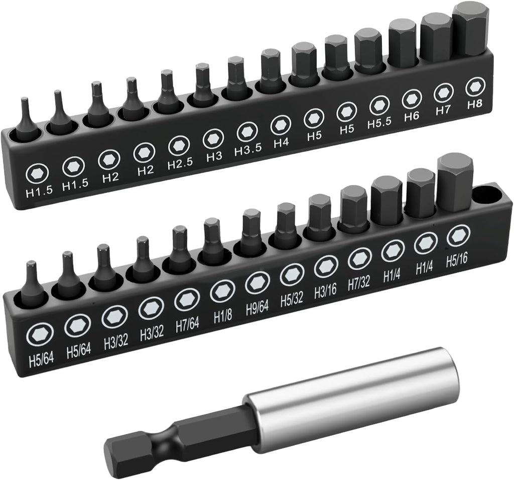 GRENPRO Allen Wrench Drill Bit Set 22pcs Hex Bit SetImpact Driver Bit SetScrewdriver Bit SetAllen Wrenches SetsAllen Socket Set4" Long Metric&SAE 1/4" Hex Shank Magnetic Allen Key Drill Bits Sets - Image 10