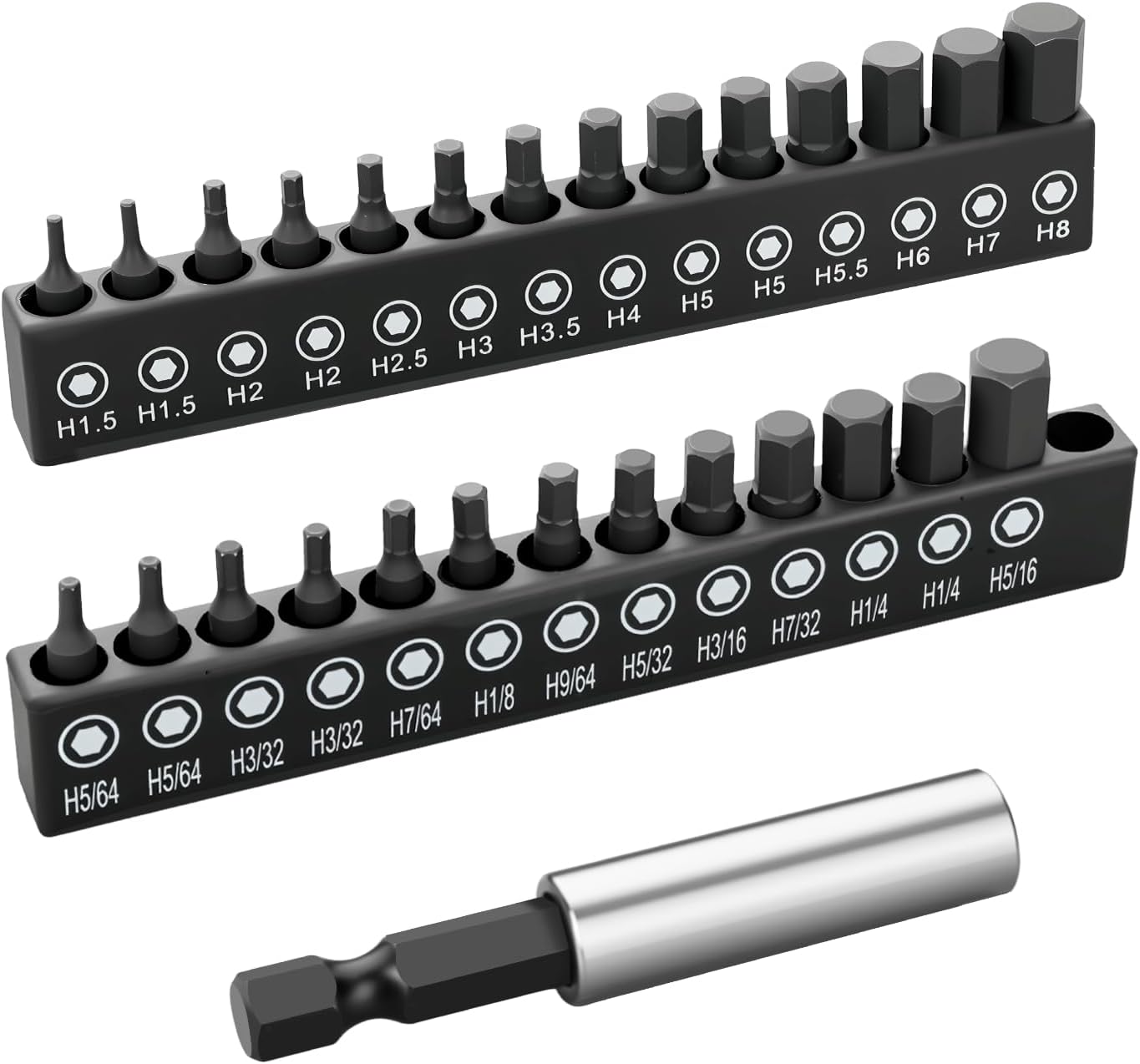 GRENPRO Allen Wrench Drill Bit Set 22pcs Hex Bit SetImpact Driver Bit SetScrewdriver Bit SetAllen Wrenches SetsAllen Socket Set4" Long Metric&SAE 1/4" Hex Shank Magnetic Allen Key Drill Bits Sets - Image 10