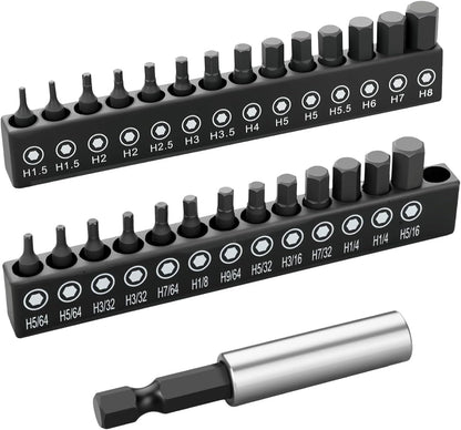 GRENPRO Allen Wrench Drill Bit Set 22pcs Hex Bit SetImpact Driver Bit SetScrewdriver Bit SetAllen Wrenches SetsAllen Socket Set4" Long Metric&SAE 1/4" Hex Shank Magnetic Allen Key Drill Bits Sets - Image 10