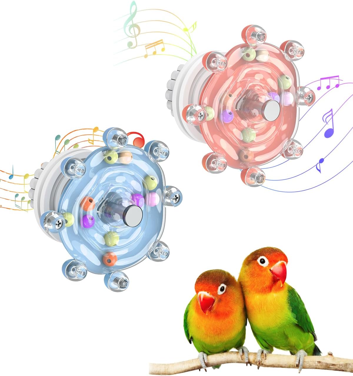 Pawfly 2 Pcs Bird Toys for Parakeets, Colorful Spinning Wheel Chew Toys, Interactive Spinner Rattle Parrot Toys, Cockatiel Toys, Parakeet Toys, Bird Cage Accessories for Entertainment Chewing Exercise - Image 12