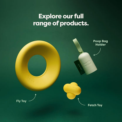 Earth Rated branding on yellow interactive dog disc