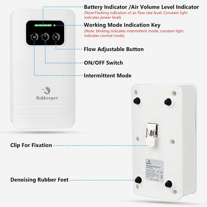 Side profile of Fishkeeper portable USB rechargeable aerator