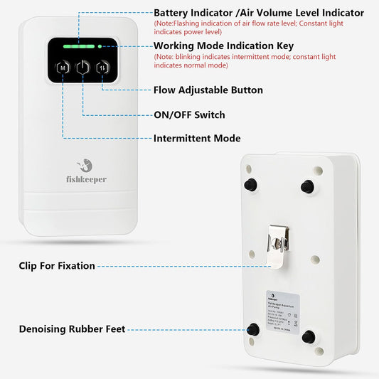 Side profile of Fishkeeper portable USB rechargeable aerator