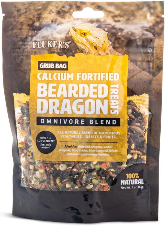 Flukers Grub Bag Calcium Fortified Treats 4 Ounce front packaging