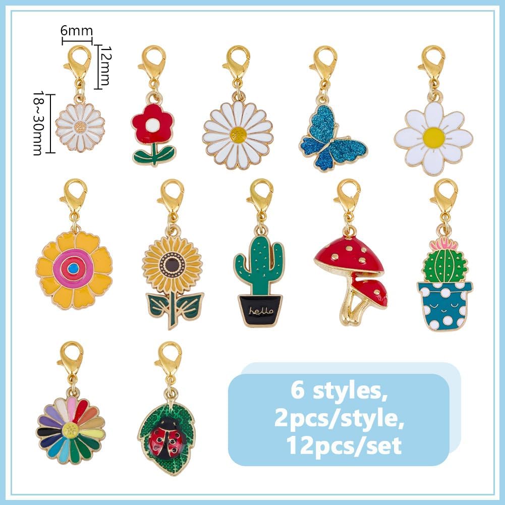 Delorigin enamel flower and cactus pet collar pendants