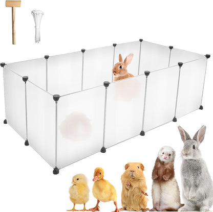 12 Panels Pet Playpen 16"x12" Plastic Rabbit Cage Small Animal Playpen, Pet Fence Indoor, DIY Enclosure for Guinea Pigs, Bunny, Hamsters, Hedgehogs (Matting) - Image 1