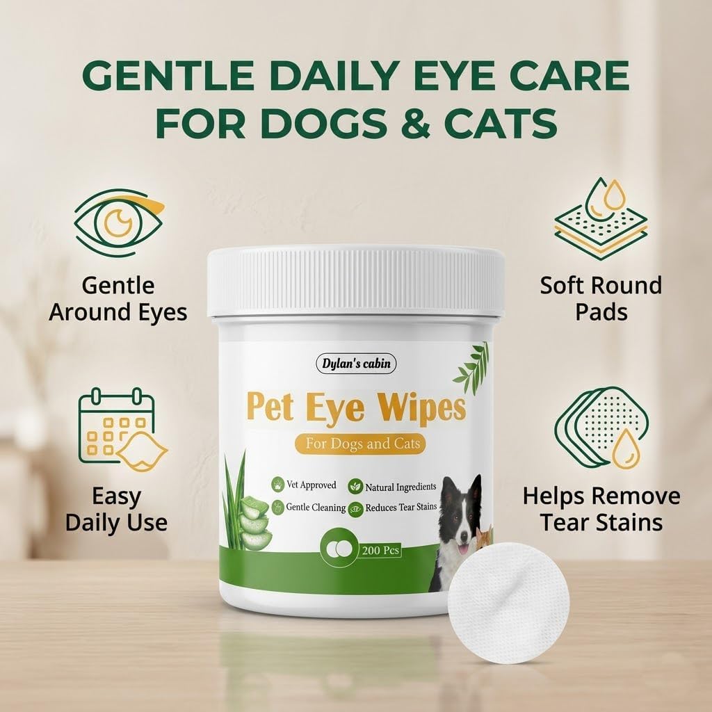 Dylan's Cabin cat eye cleaner product stack showing clear usage details.