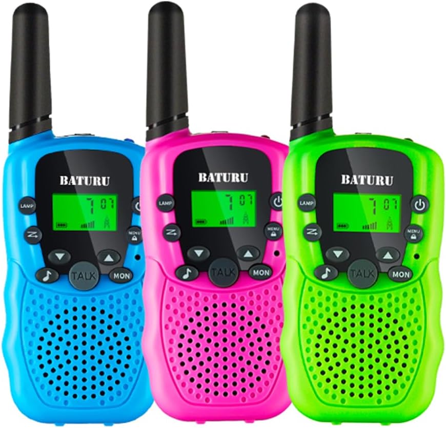 BATURU Kids Walkie Talkies front view of yellow two-pack set
