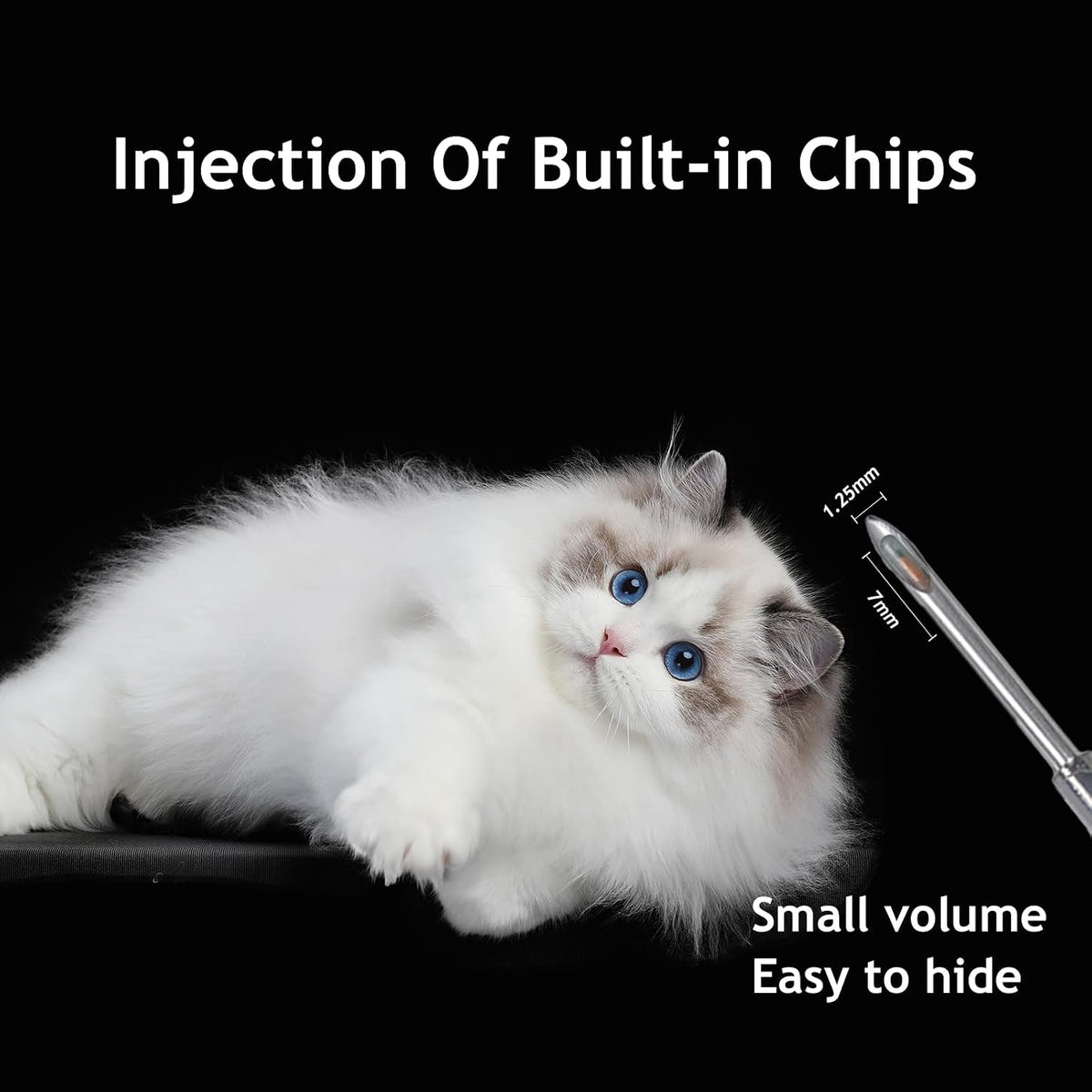 Jinshigao animal implant chip close up of the biocompatible glass needle.