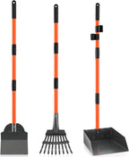 Pooper Scooper, Long Handle Dog Pooper Scooper for Medium Small Dogs Heavy Duty, Pet Supplies Stainless Metal Tray and Rake Set, Use on Grass, Dirt or Gravel - Image 10