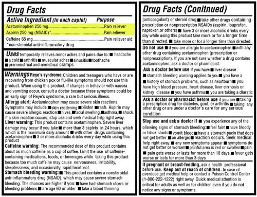 Safrel - Extra Strength Headache Relief Acetaminophen with Aspirin (NSAID) & Caffeine (300 Caplets) Value Pack | Head Pain Relief, Muscle Aches, Back Pain & Body | Generic Excedrin Extra Strength - Image 4