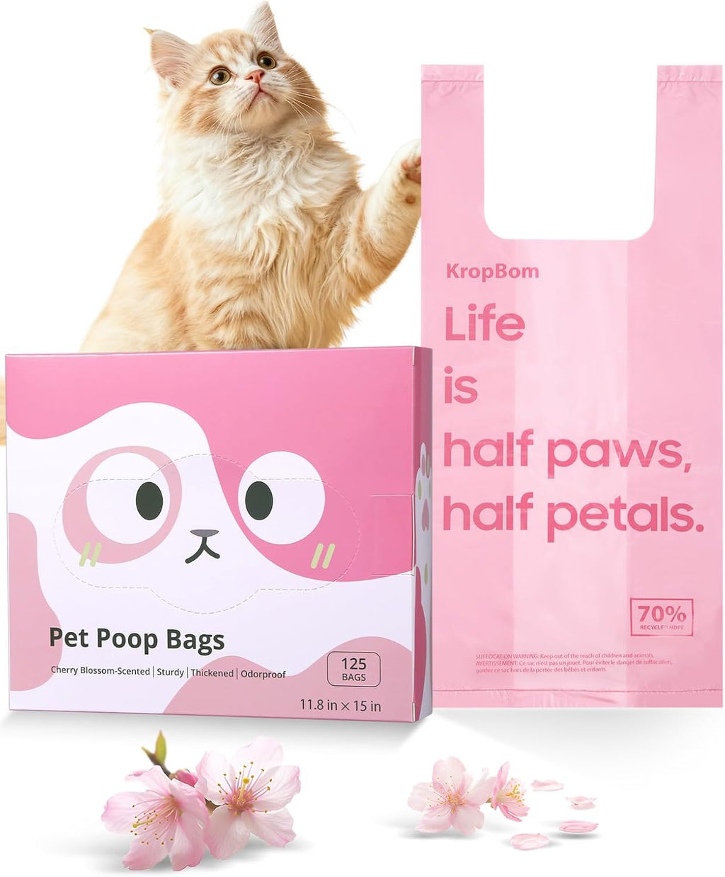 125 Count Cat Litter Bags Lavender Scented with Handles, Disposable Litter Bags for Pet Poop, Extra-Thick Kitty Waste Bags Easy Tie Leak-Proof Strengthen - Image 9