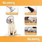 Two pack of Gladog adjustable dog recovery collars in medium size.