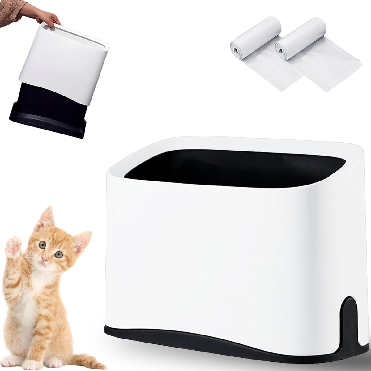 Pipimoo cat litter scoop holder front view white storage