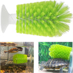 Forzena green reptile shell scrubber attached to aquarium glass for red eared sliders.