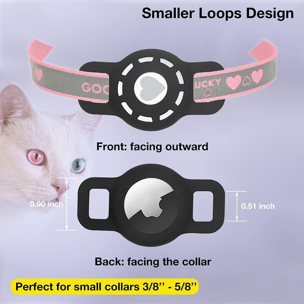 Whalezon silicone pet tracker loops attached to a small kitty collar