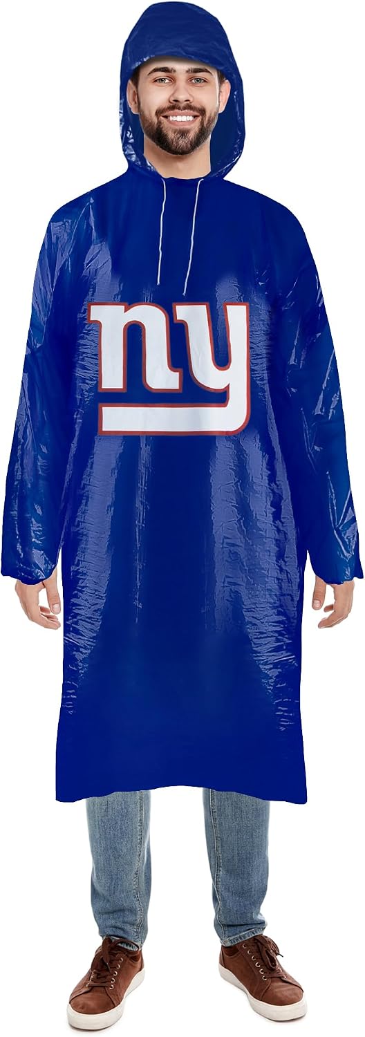 NFL Waterproof Rain Poncho for Adults, Sporty, Elastic Sleeves and Drawstring Hood, Unisex Rain Coat - Image 13