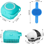 Side view of food grade silicone cat and dog deshedding brush set