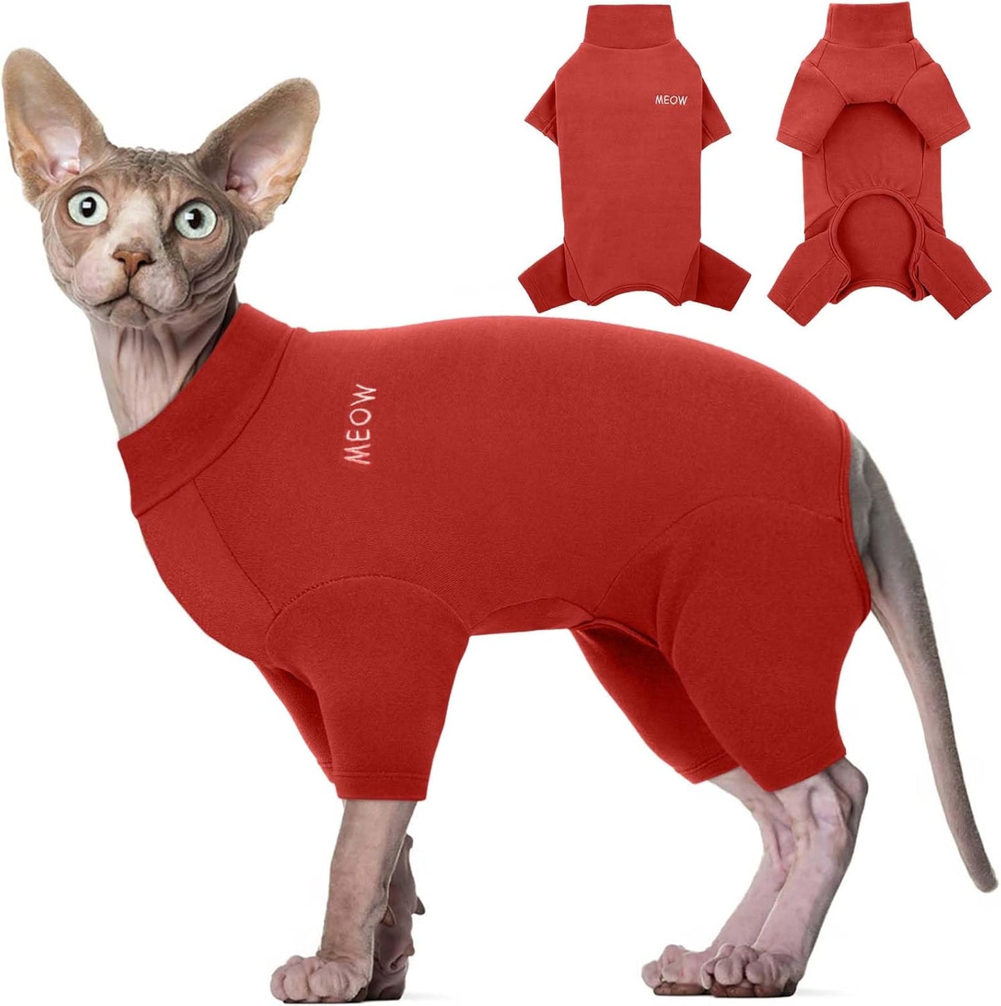 Rozkitch Sphynx cat pajamas red front view