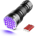 Lighting EVER 21 LED UV blacklight flashlight front view for pet urine stain detection.
