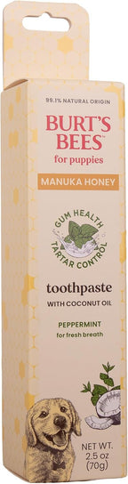 USA imported Burt's Bees dog toothpaste tube detail showing natural ingredients