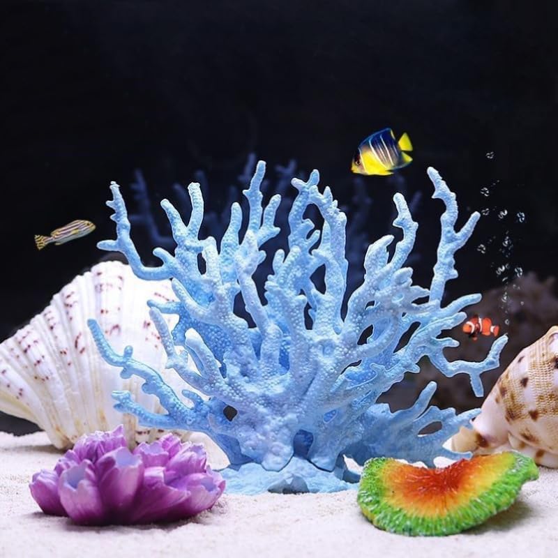 Authentic imported blue artificial coral plant structure for marine aquascaping