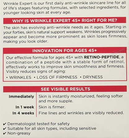 L'Oreal Paris Wrinkle Expert anti aging cream for sensitive skin close up view.