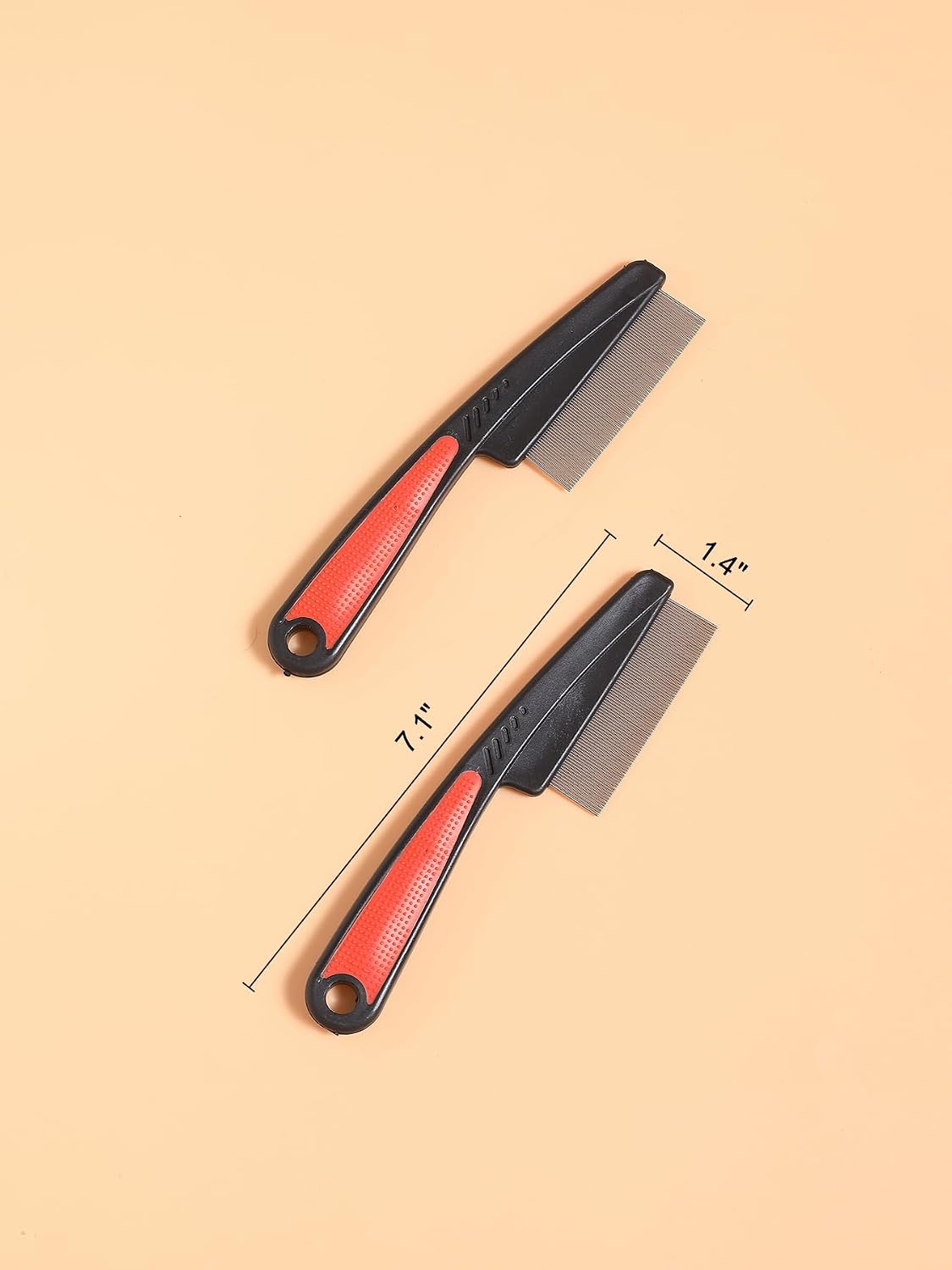 Ergonomic non slip rubber handle pet lice comb set