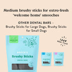 Close up view of the ingredients list on the back of the Bocce's Bakery dental sticks bag