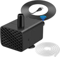 Mountain Ark mini submersible pump front view showcasing black plastic housing and USB power cable connection.