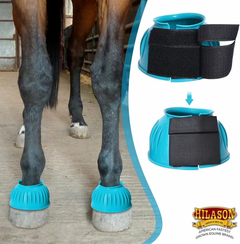 Hilason heavy duty horse leg guards double locking system detail