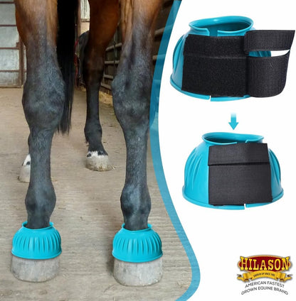 Hilason heavy duty horse leg guards double locking system detail