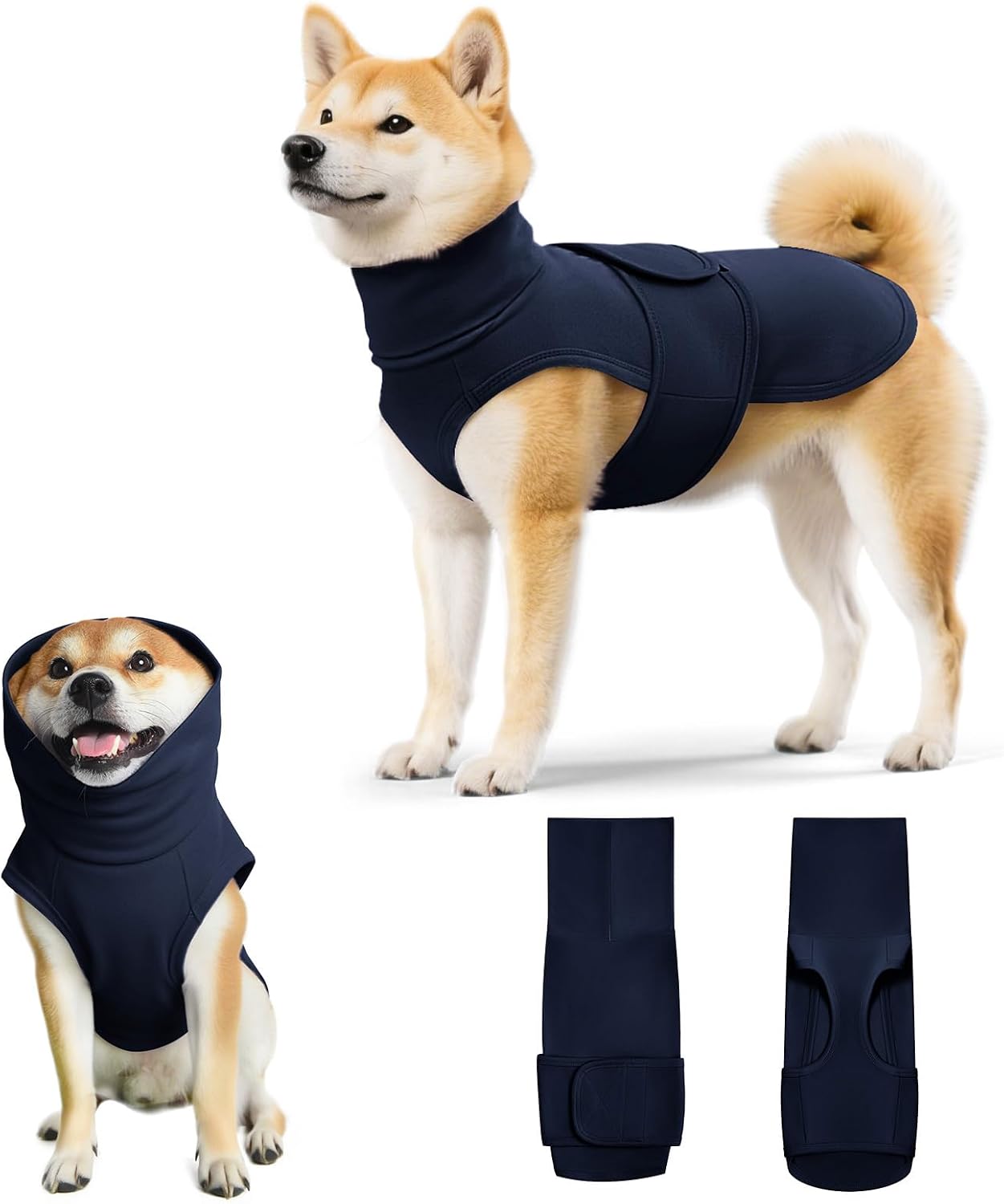 Dog Anxiety Calming Vest Adjustable Turtleneck Thunder Shirt Jacket for Fireworks, Separation, Vet Visits, Pet Hoodie for Large Medium Dogs - Image 12