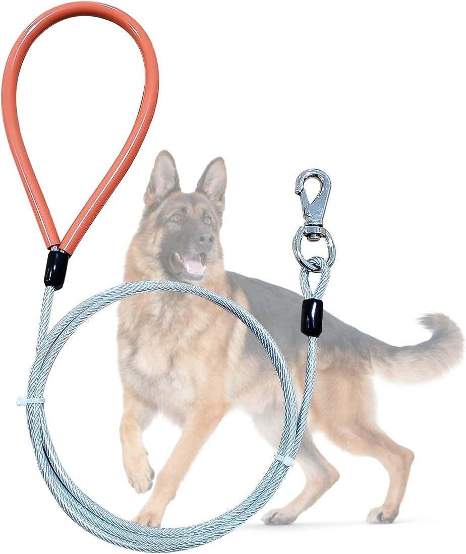Heavy Duty Dog Leash, Chew Proof Metal Leash for Large Dogs (Up to 250lbs), WireRope Dog Leashes with Soft Silicone Grip (Black, 5 FT) - Image 10