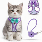 SALFSE pink floral lightweight cat harness side angle view