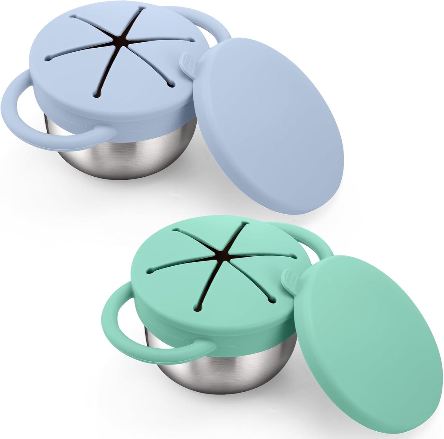 Theoni stainless steel toddler snack cups front view