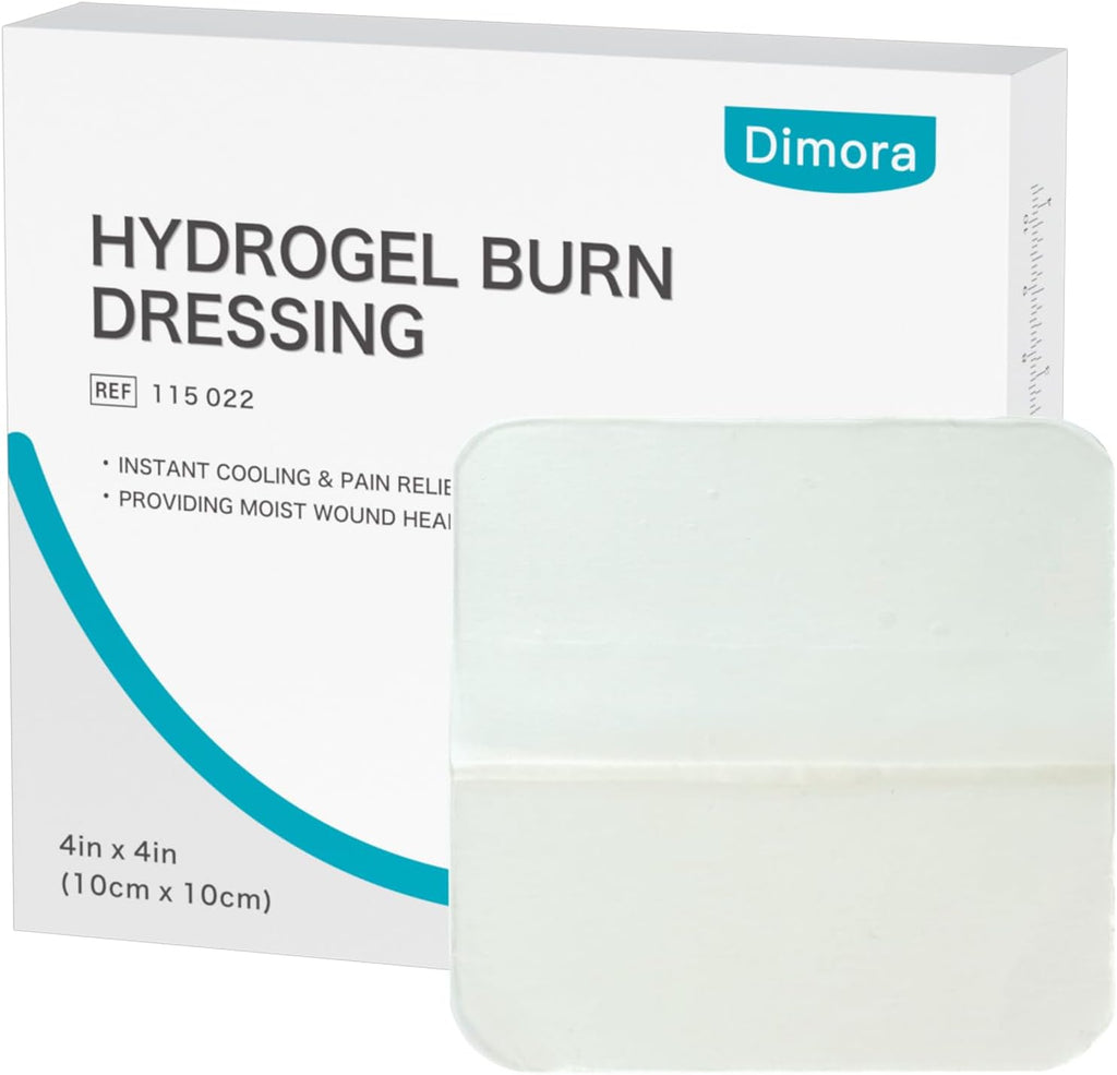 Dimora Hydrogel Burn Dressing front view sterile medical packaging.