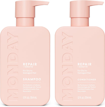 Monday Haircare Repair Shampoo and Conditioner Set front view bottle packaging