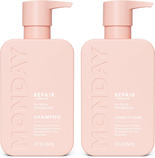 Monday Haircare Repair Shampoo and Conditioner Set front view bottle packaging