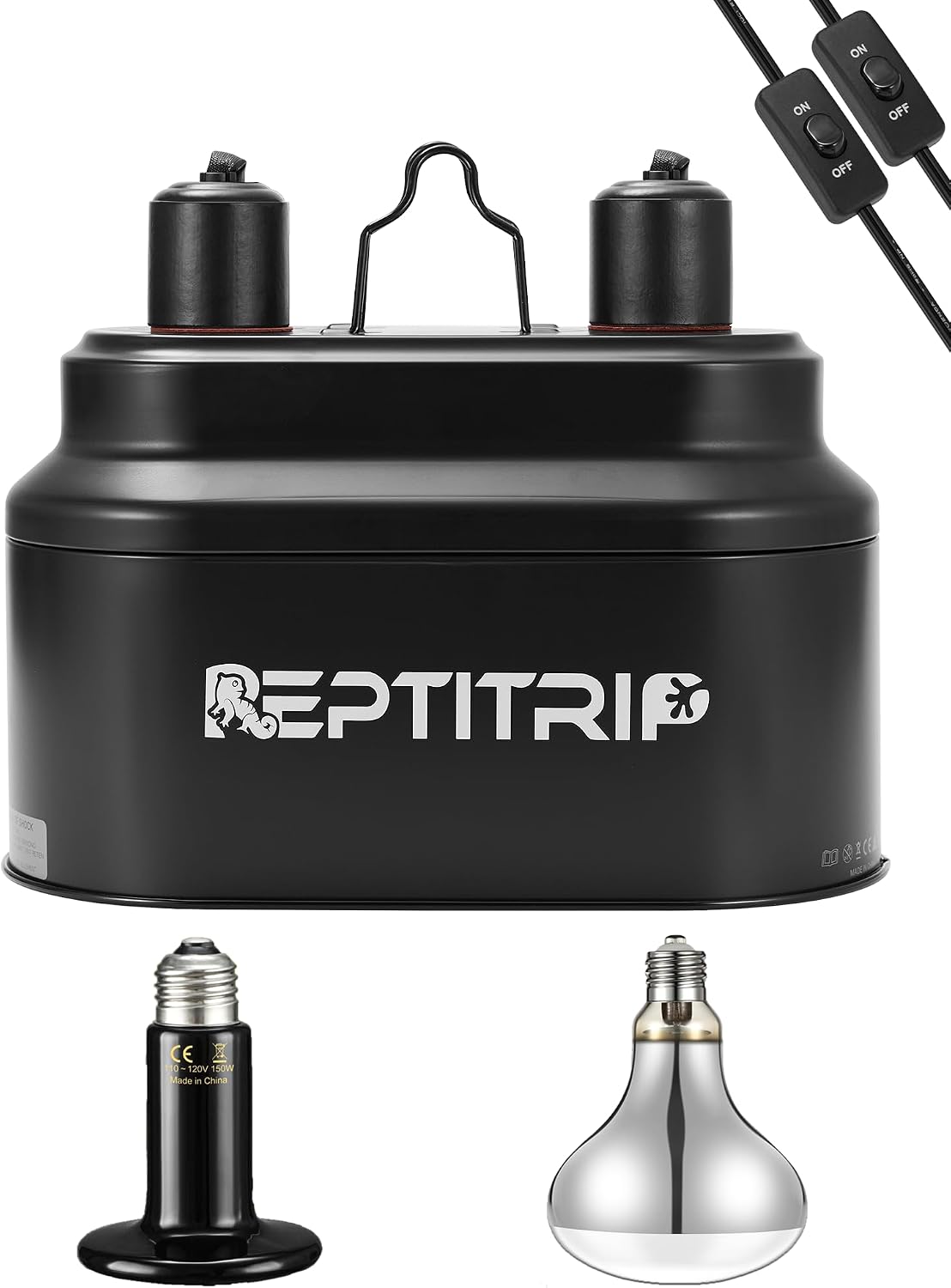 REPTITRIP dual reptile light fixture front view for terrarium lighting