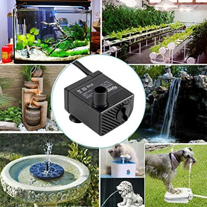 Compact three watt submersible water pump for indoor fountains and aquariums