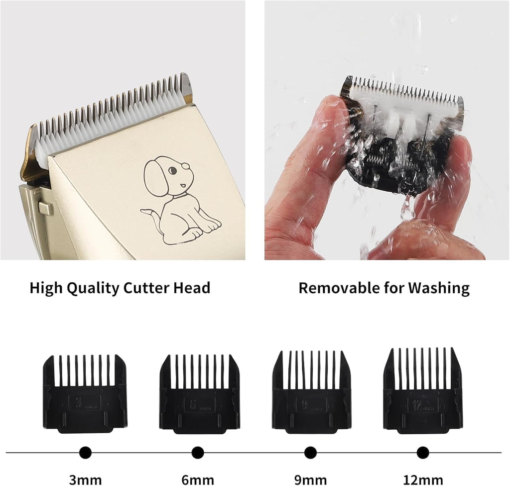 FuzzyFix PC216GX pet grooming kit accessories and rechargeable clippers.